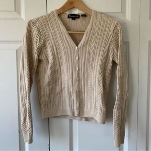 Women's Beige Cable Knit Cardigan
